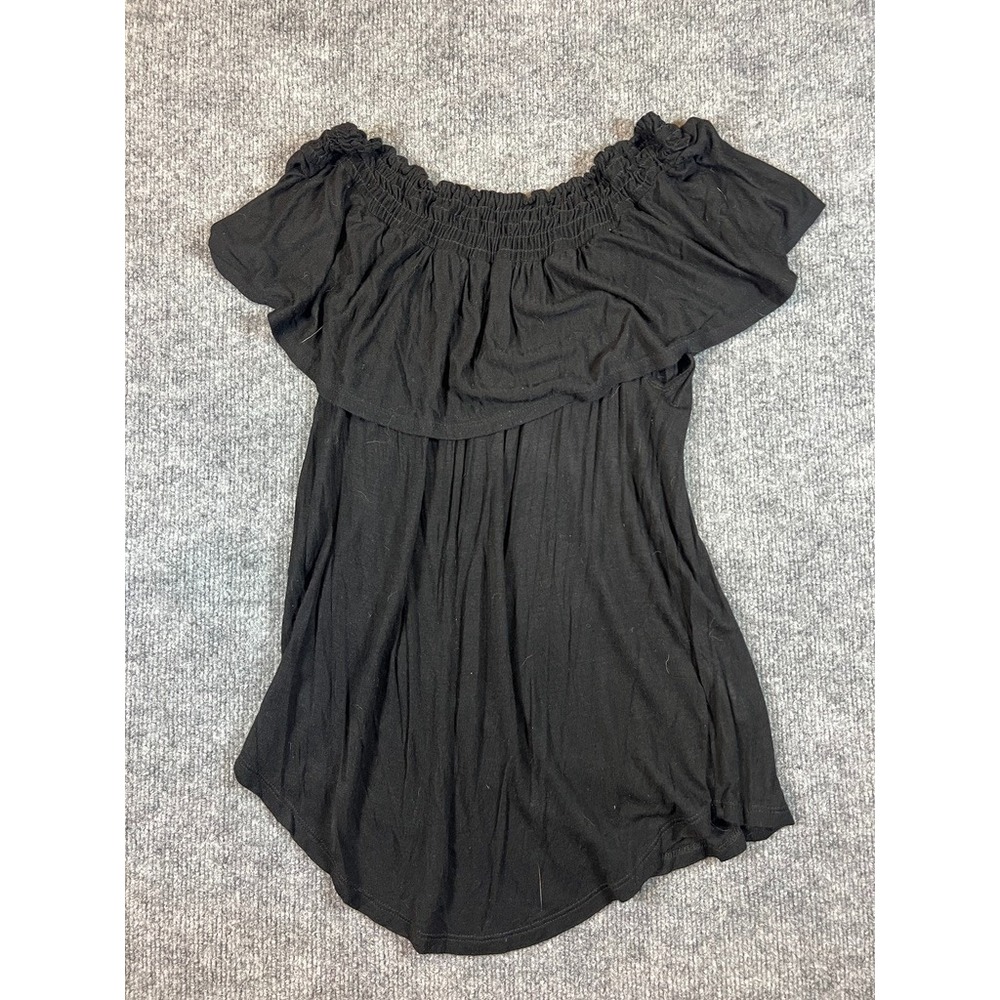 Maurices Women's Shirt SZ L Short Sleeve Relaxed Off the Shoulder Blouse Top